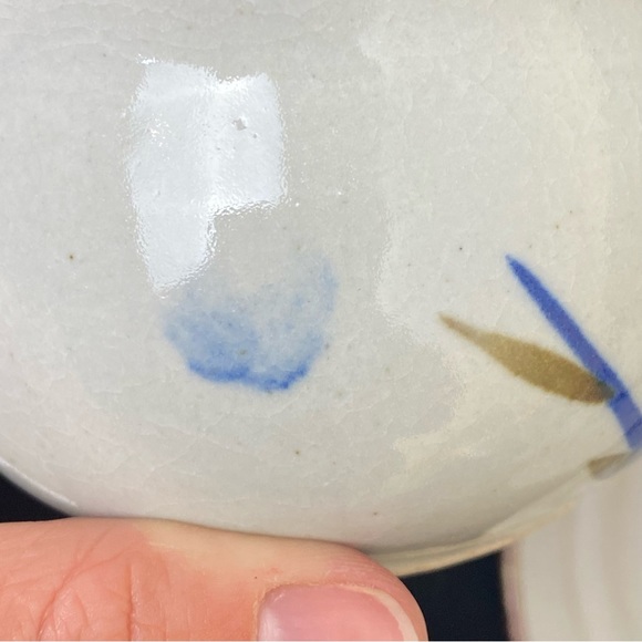 Vintage EUC Set of 6, Rustic Farmhouse Ceramic Gray/Blue Floral Cups and Saucers - Picture 17 of 17